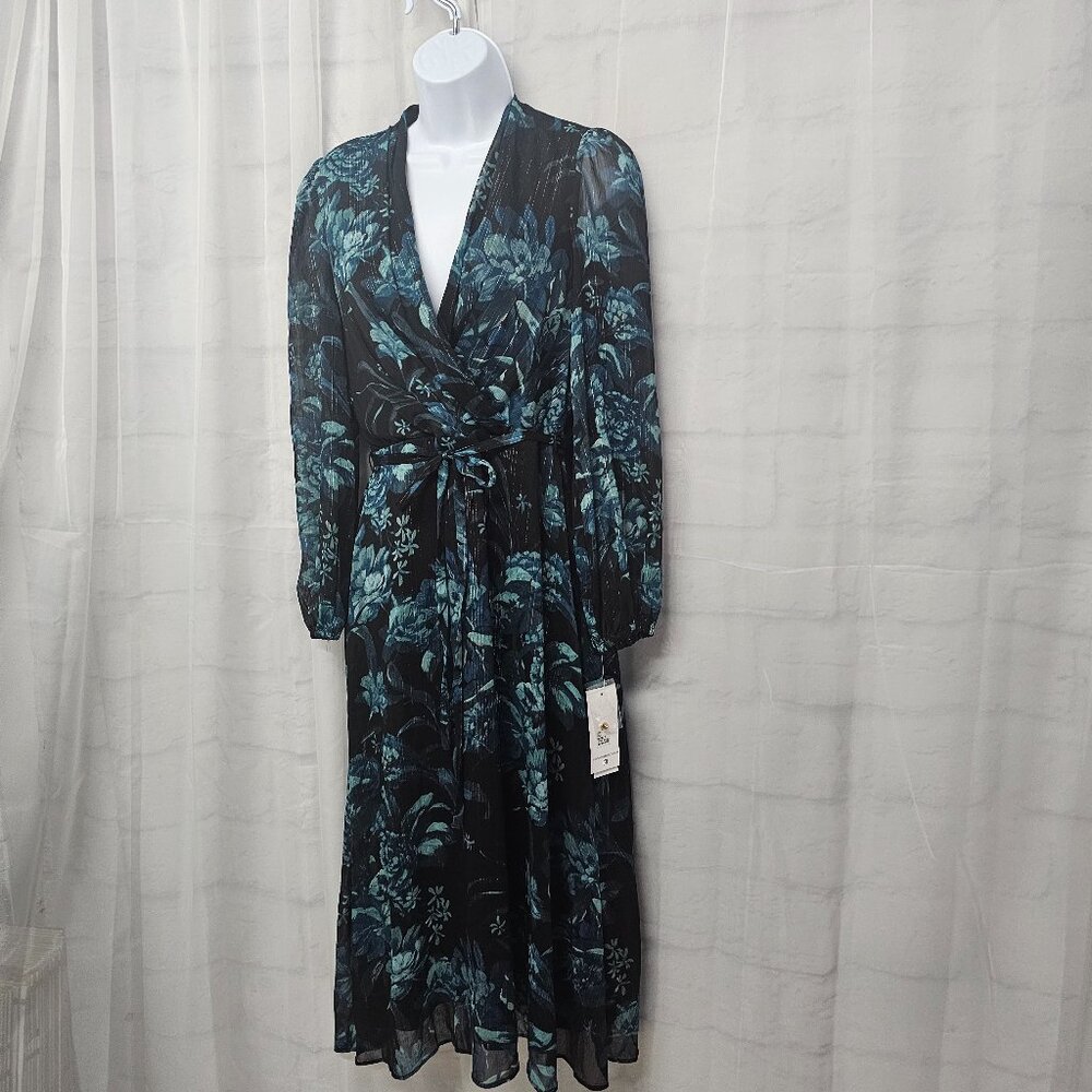 Donna Ricco Midi Dress Goth Whimsigoth Sheer Floral Metallic 4 NWT - Picture 6 of 15